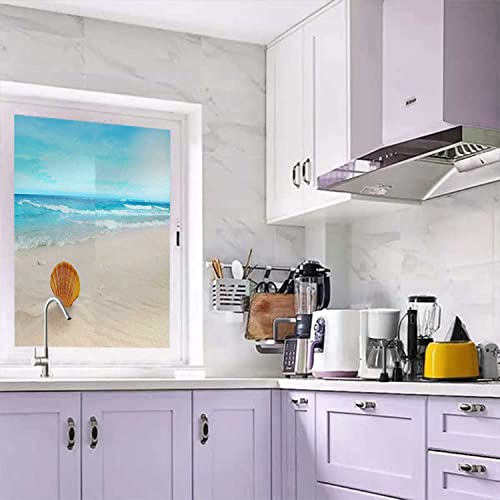 Stained Glass Beach Blue Self-Adhesive Vinyl Window Film, 23.6 in by 78.7 in M162420