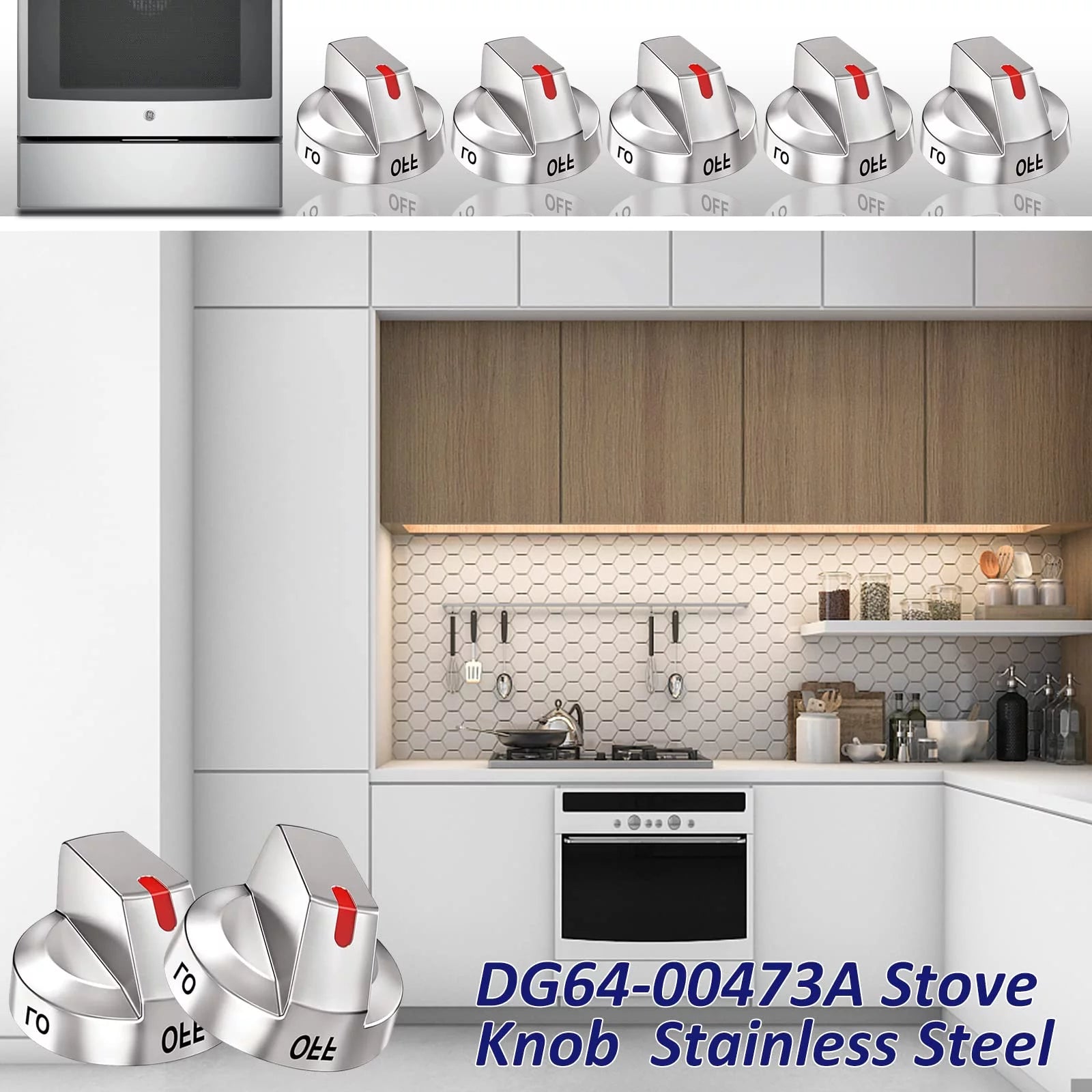 5 Pcs Burner Control Dial Knob for Stove R264826
