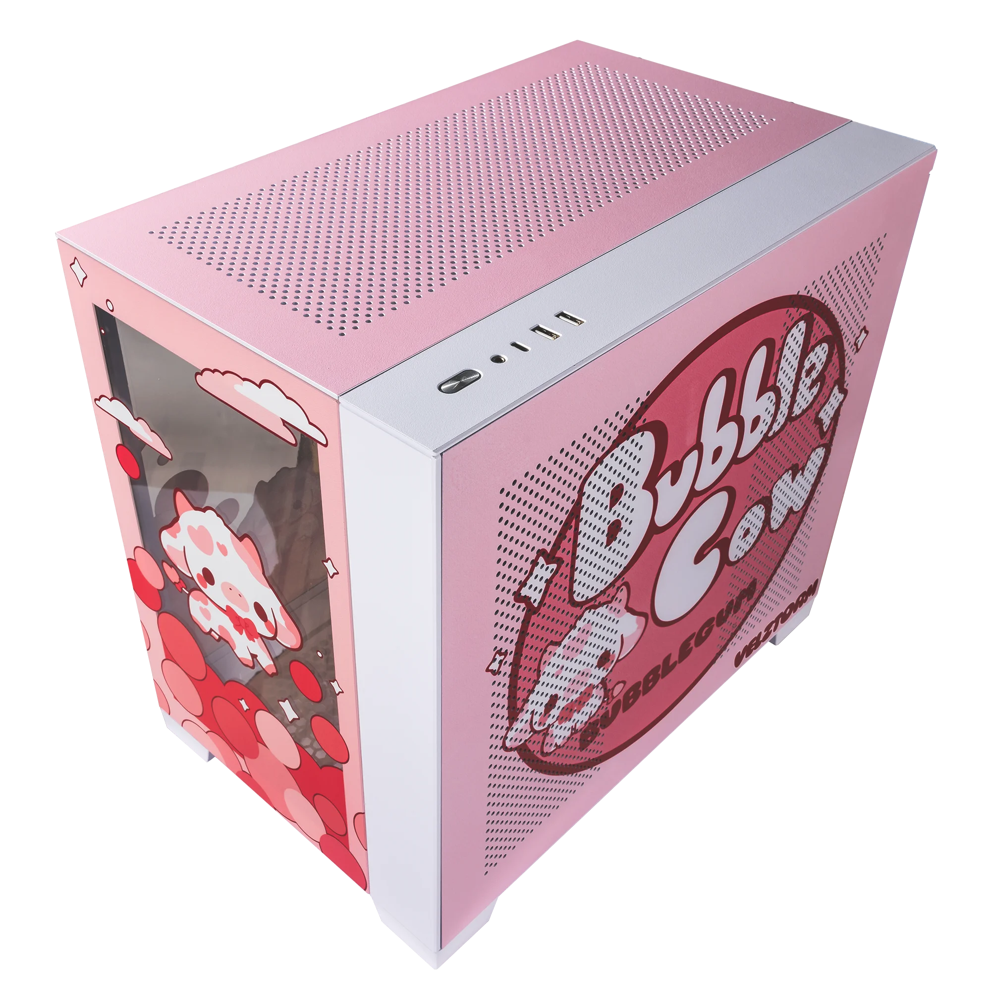 Rose Pink Aluminum Tempered Glass Gaming Computer Case O761