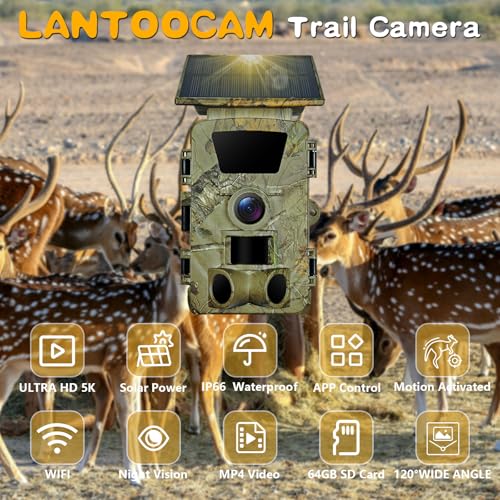 5K WiFi Solar Trail Camera with 64GB SD Card C6899