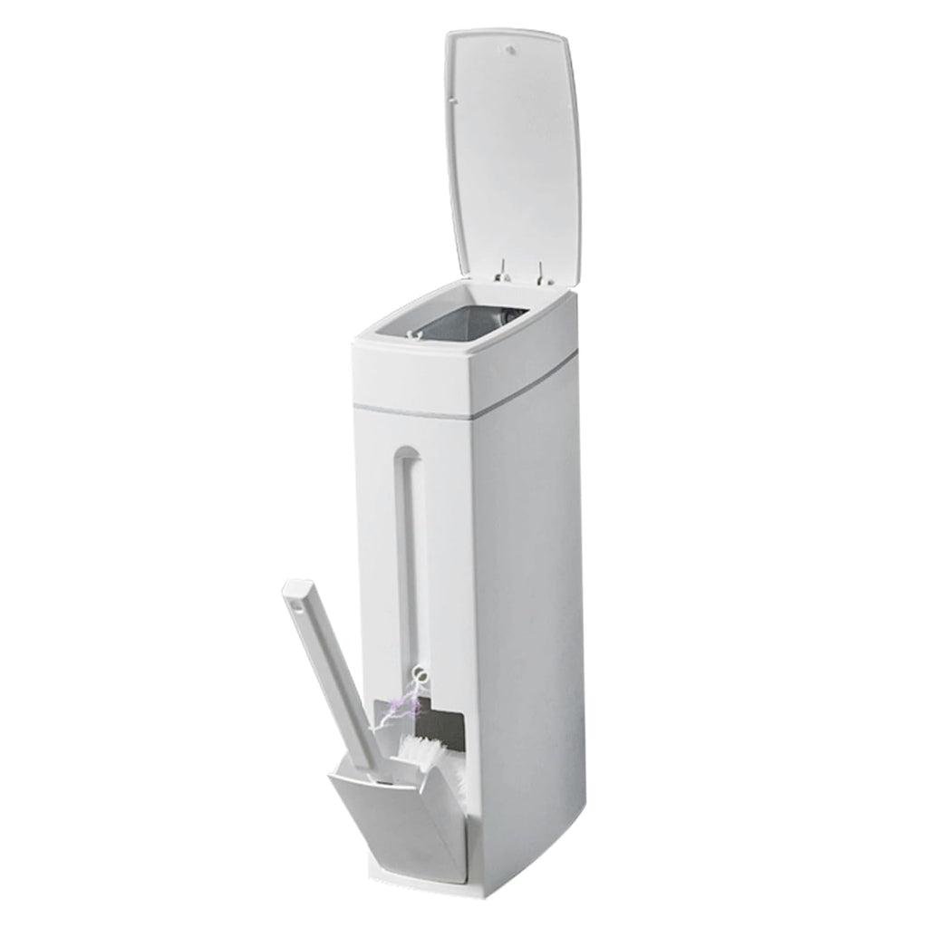 White 1.2-Gallon Slim Bathroom Trash Can with Lid U808494