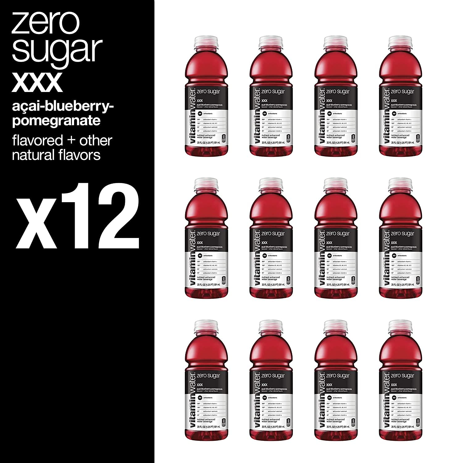 20 Fl Oz Nutrient Enhanced Flavored Water with Vitamins, Antioxidants, Electrolytes, Pack of 12 V908