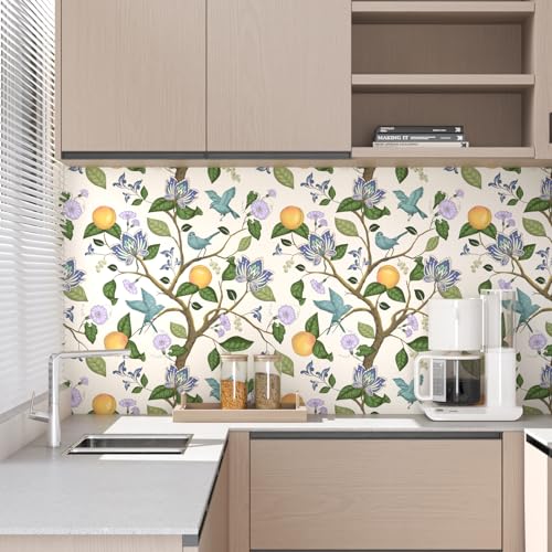Vintage Beige Floral Peel and Stick Wallpaper 17.4" x 118" V45037