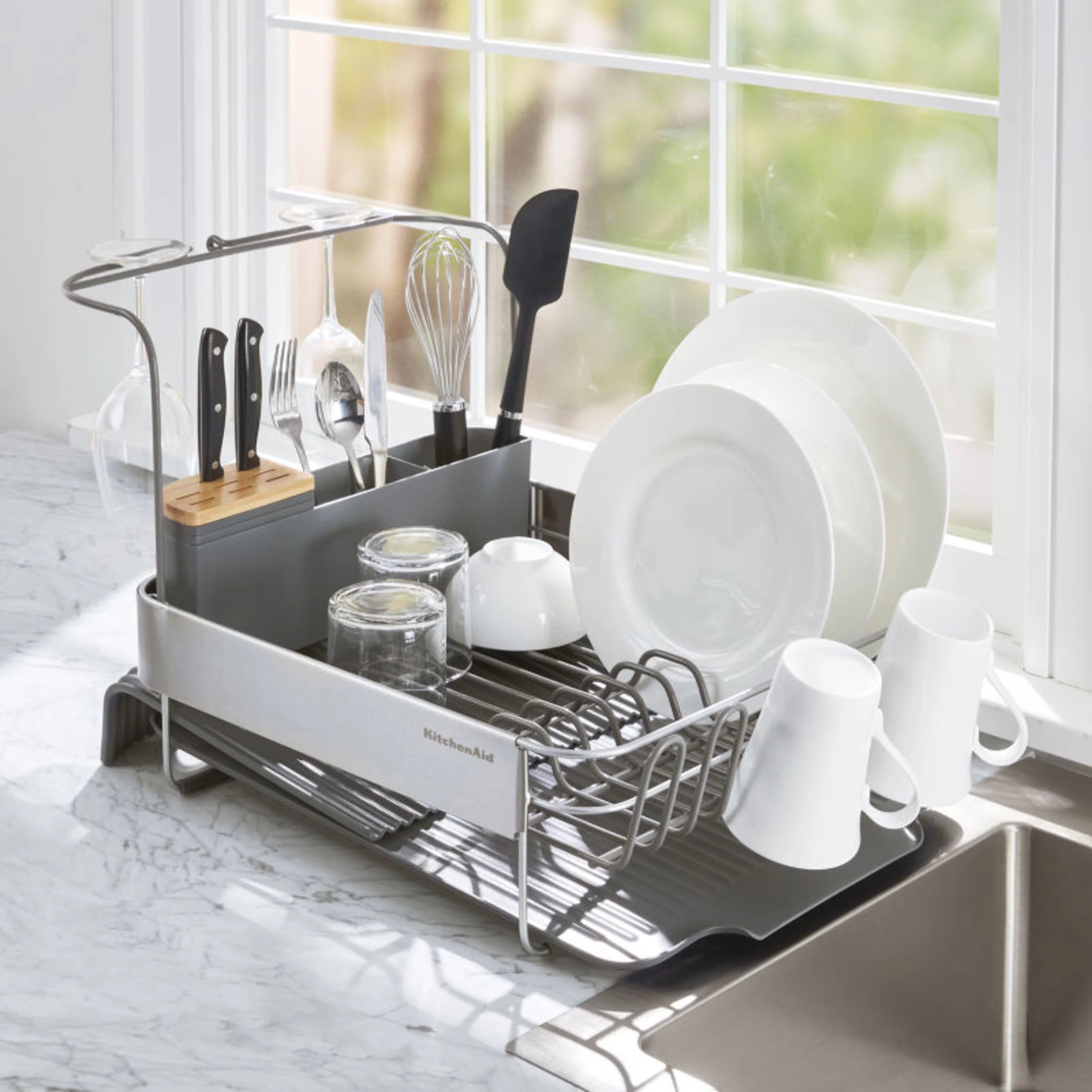 Charcoal Expandable Dish-Drying Rack W9253