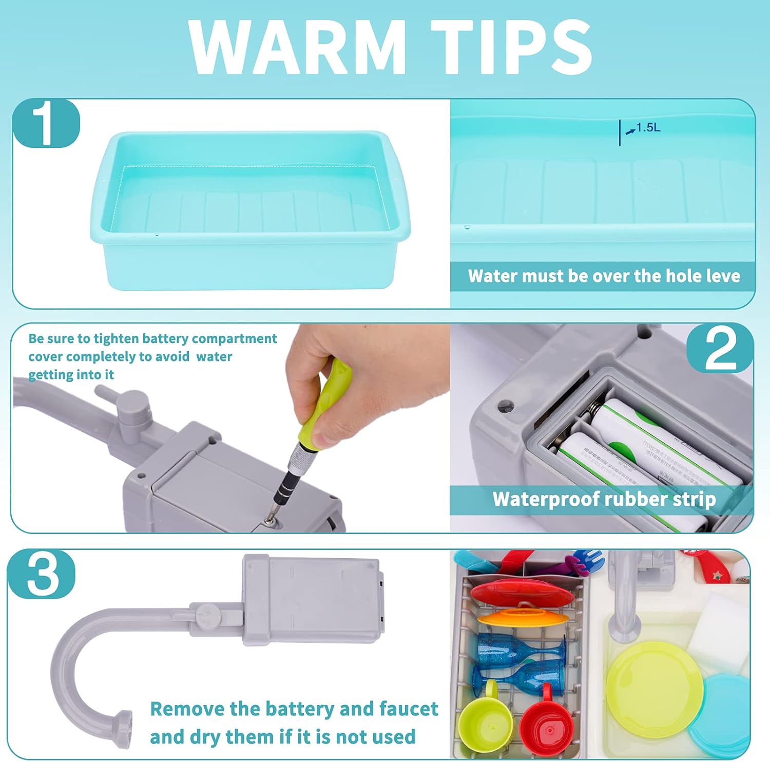 20 PCS Baby Bath Play Sink Toys, Electric Dishwasher Play Kitchen Set with Running Water H7625