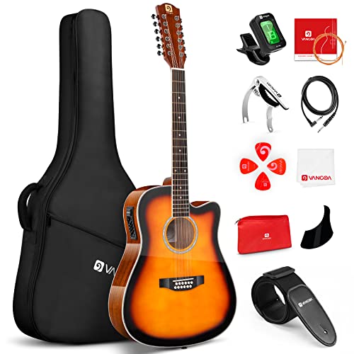 Black Matte 12 String Acoustic Electric Guitar W255
