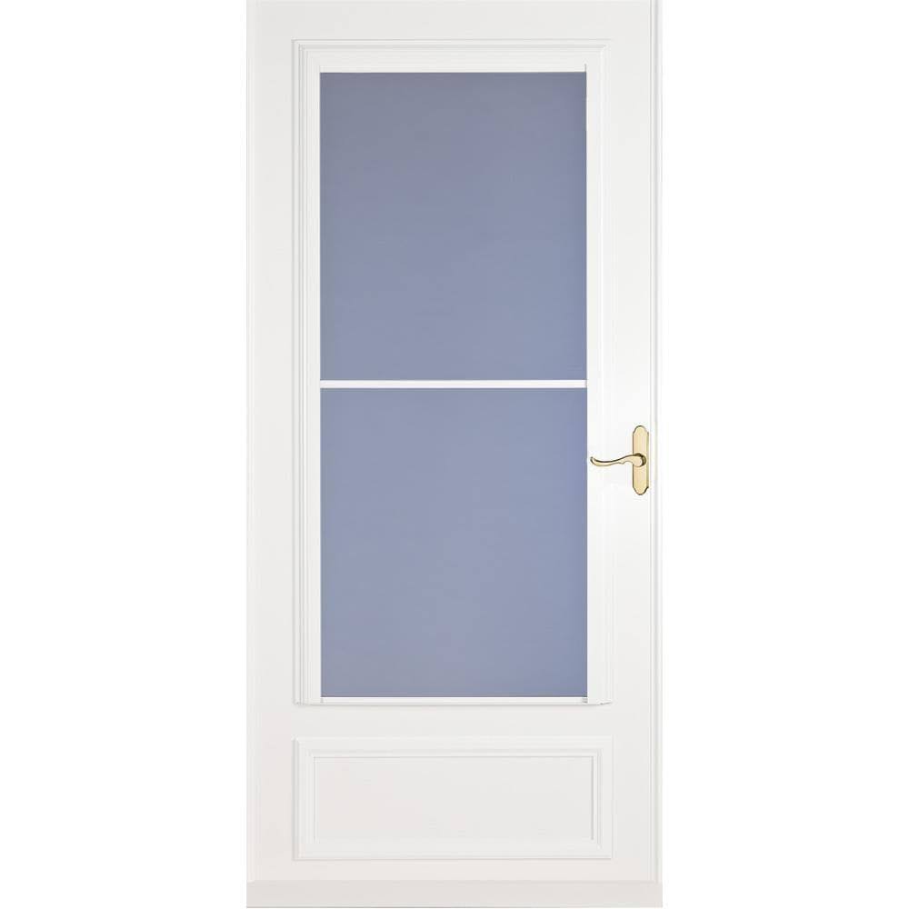 White Mid-View Wood Core Storm Door G952