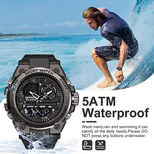 Mens Tactical Waterproof Digital Analog Wristwatch A2526