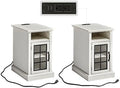 Distressed White End Table with Glass Door A793