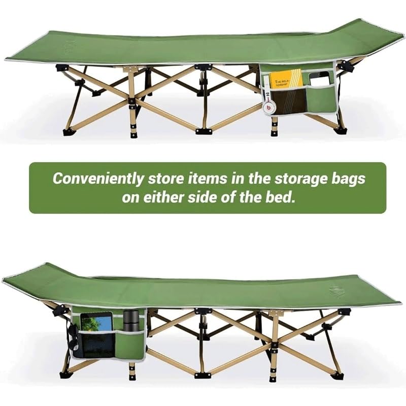 Portable Folding Camp Cot with 2 Side Pockets Y784