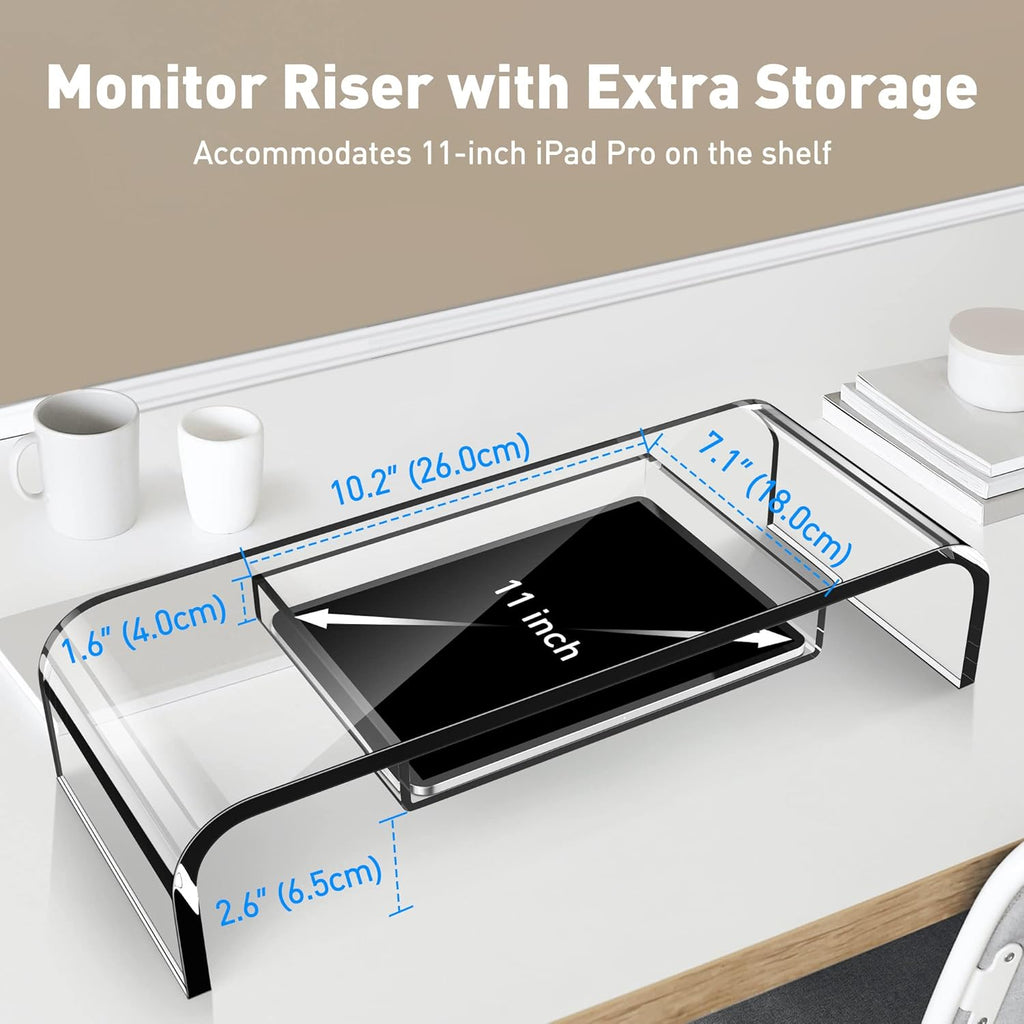 Clear Acrylic Monitor Stand with Storage U66630