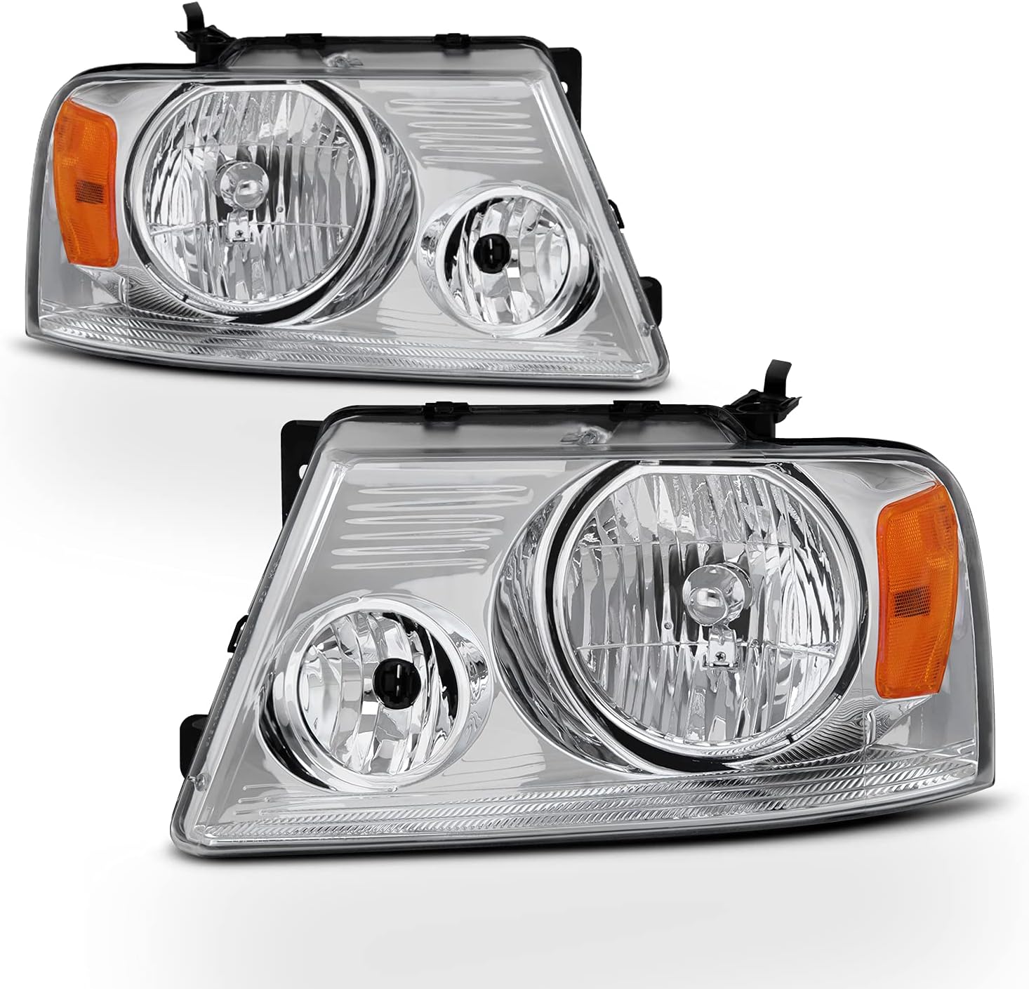 Chrome Headlights and Red Clear Tail Brake Lights Pair J8830