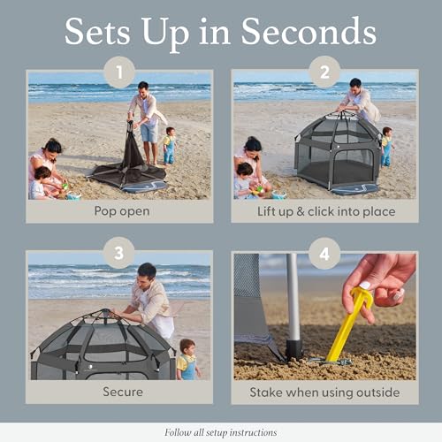 Pop Up Playpen with Canopy, Travel Bag, Mosquito Net (Anchor Grey) R69329