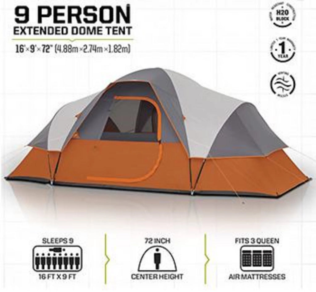 9 Person 3 Season Orange Tent C886