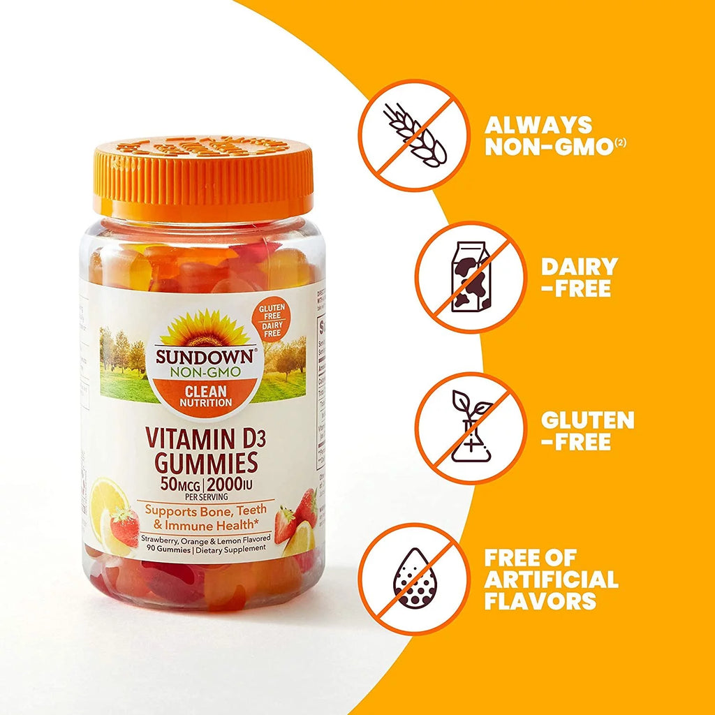 Vitamin D3 2000 IU Gummies, 90 ea (Pack of 6) W51113