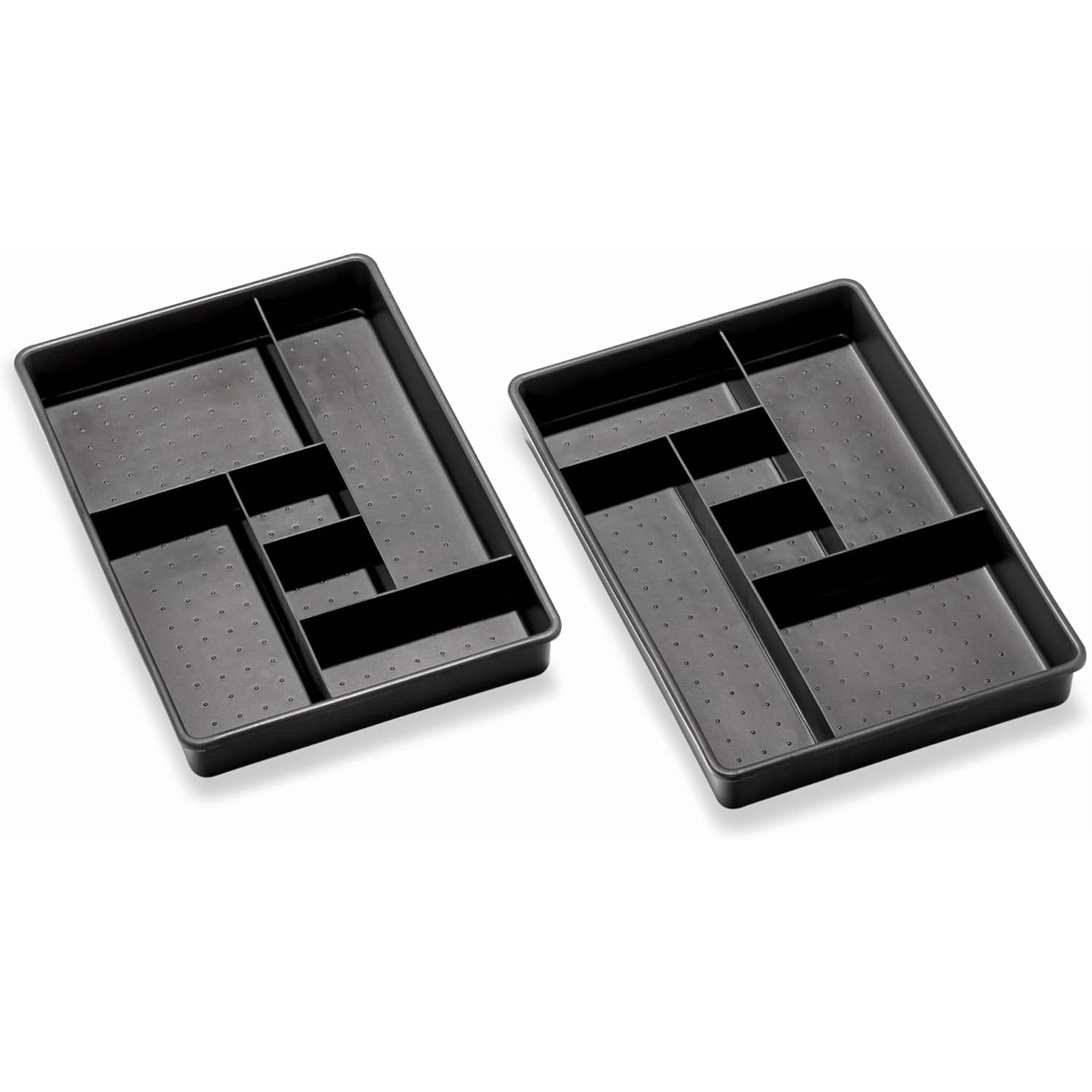 Set of 2 Plastic 6-Compartment Drawer Organizer Trays, Granite, 10.75 x 7.5 x 2.6 inches K330842