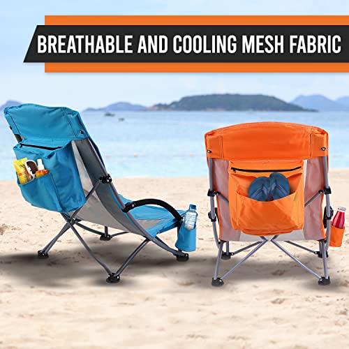 Set of 2 Orange Beach Chair with Cooler and Carry Bag I193