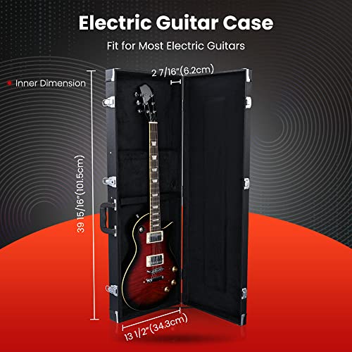Black Wooden Electric Guitar Hard Case with Lock Latch Key L839