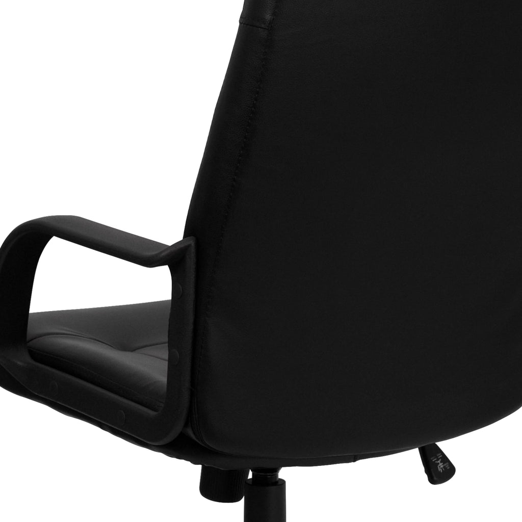 Black Glove Vinyl Executive Swivel Office Chair with Arms P14154