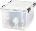 46 QT Clear Weathertight Storage Box with Buckles, 4 Pack B4518
