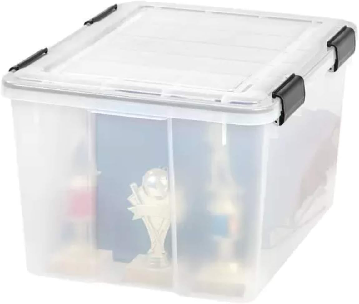 46 QT Clear Weathertight Storage Box with Buckles, 4 Pack B4518