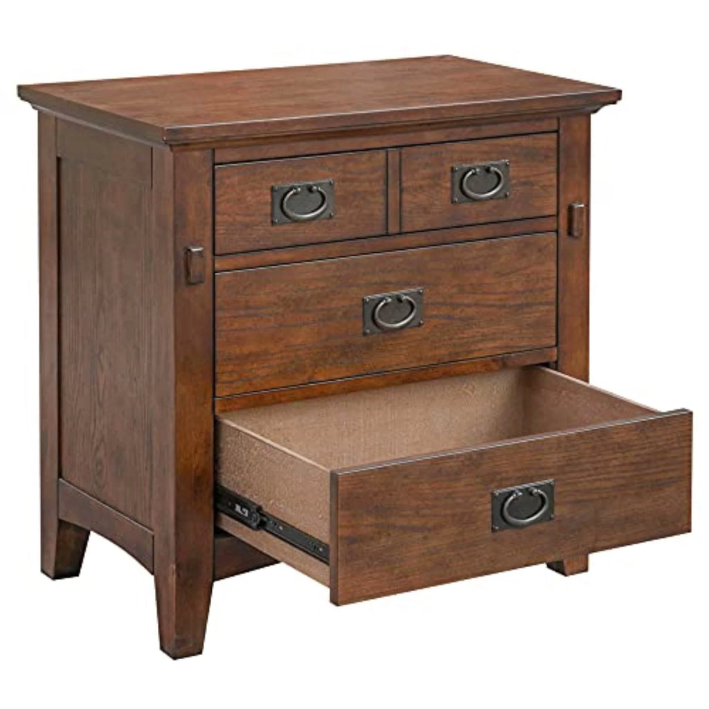 3-Drawer Solid Wood Nightstand in Amish Brown E541