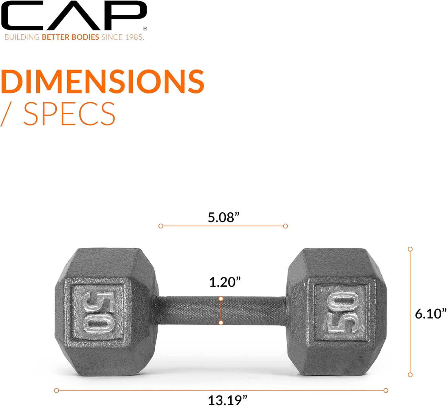 50 lb Cast Iron Hex Dumbbell Z647674
