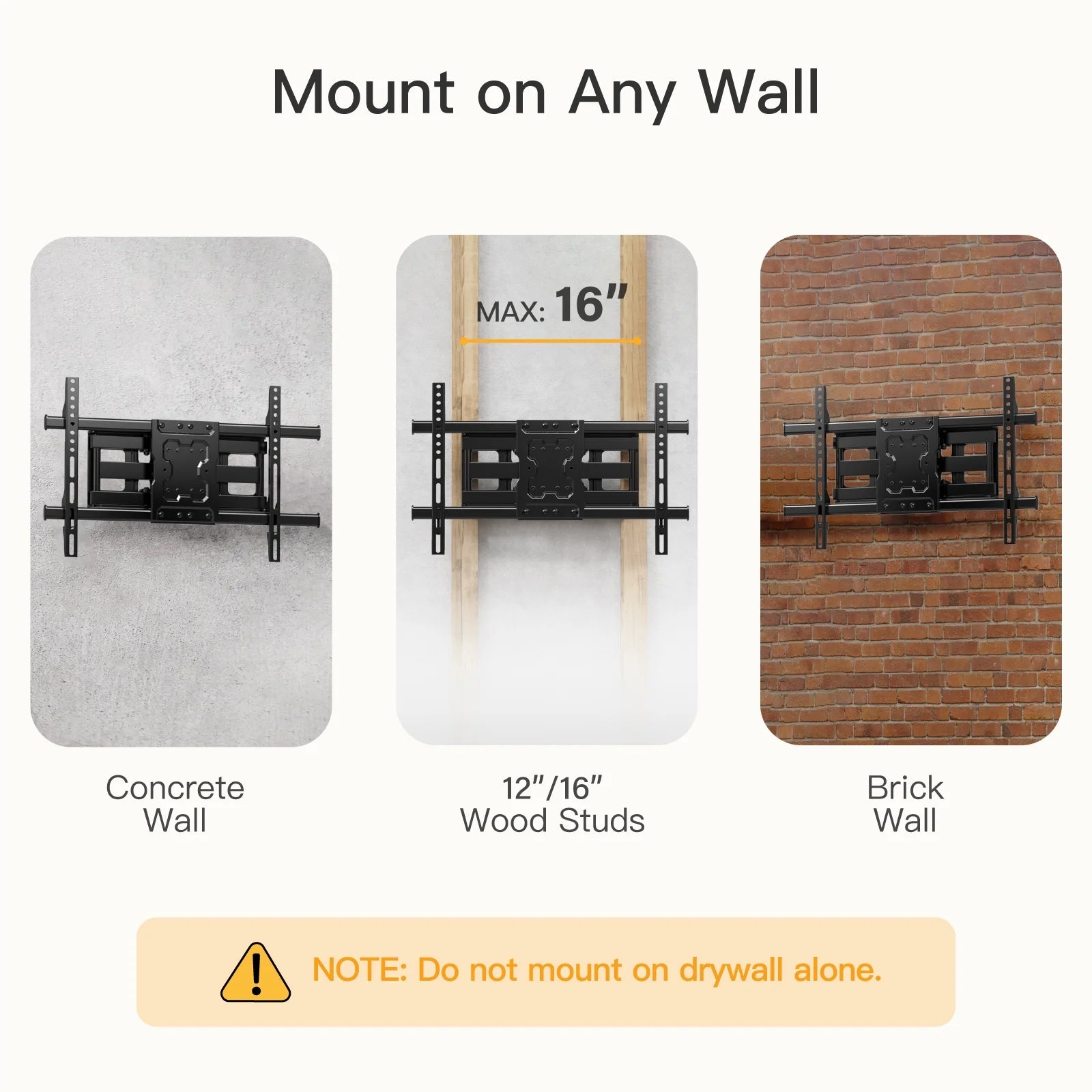 Full Motion TV Wall Mount for 37-75 inch TVs Holds up to 132lbs I2575
