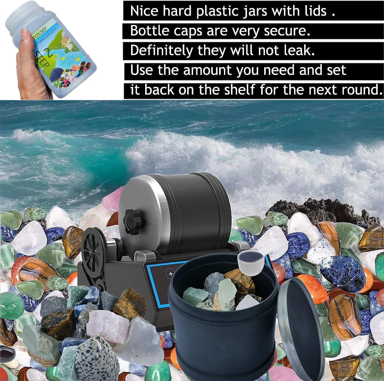8 LBS Rock Tumbler Grit Refill Kit with Poly Plastic Pellets K8930