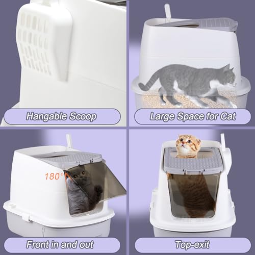 Grey Enclosed Cat Litter Box with Lid L27553