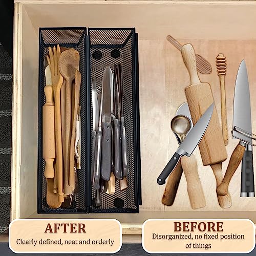 2PCS Black Mesh Drawer Organizer (9 * 3 * 2 Inches) F307