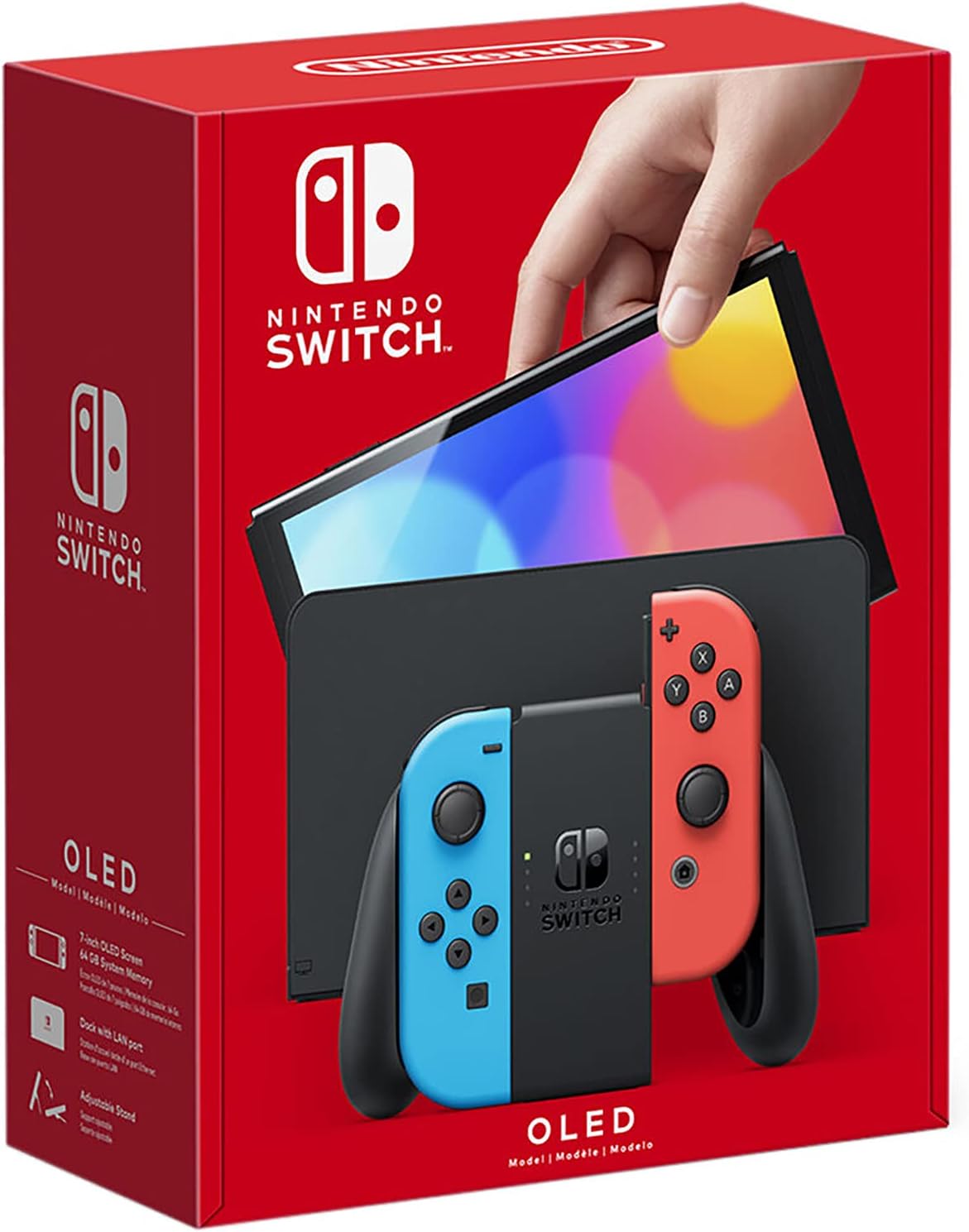 Switch OLED Model with Neon Blue and Red Joy-Con, Black Dock - 7" OLED Touchscreen, 64GB Internal Storage U585