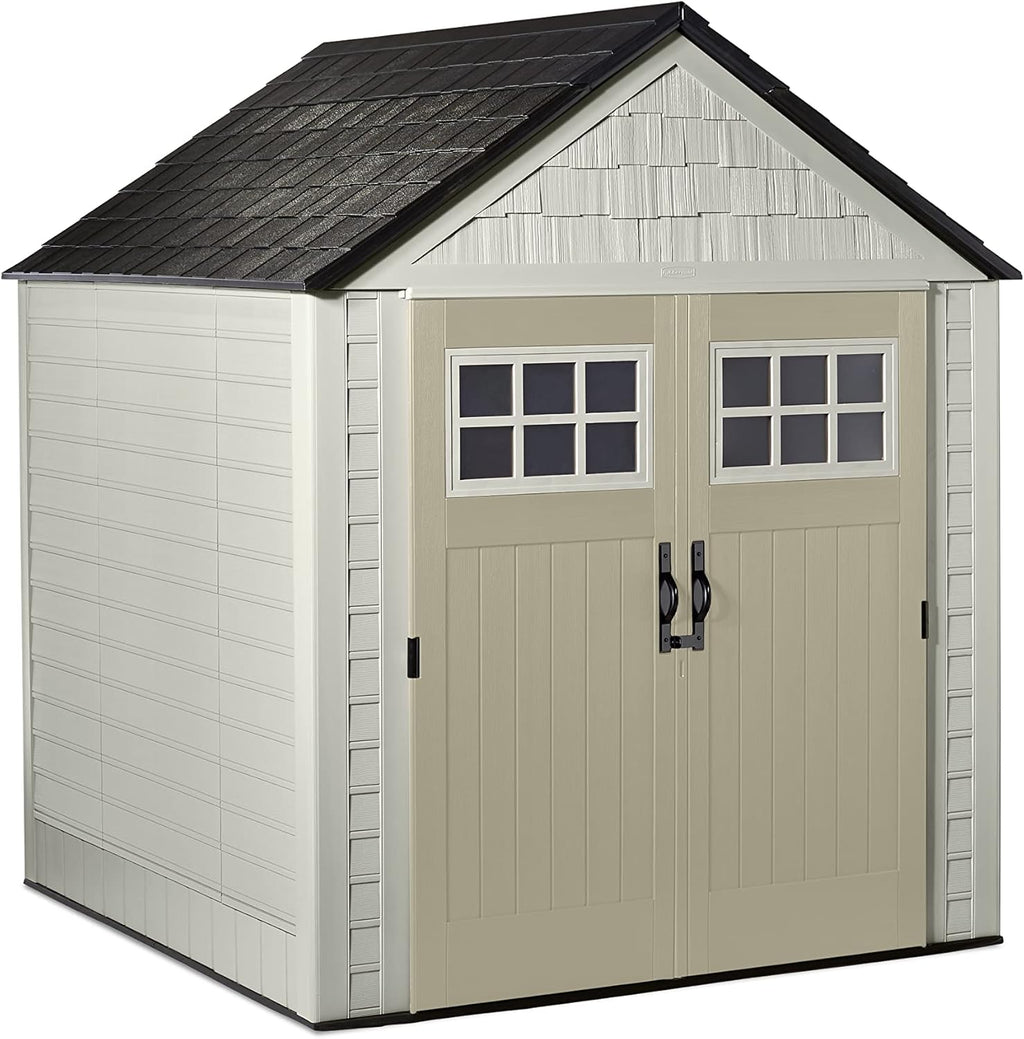 Beige/Brown 7 x 7 Ft Resin Outdoor Storage Shed W38723