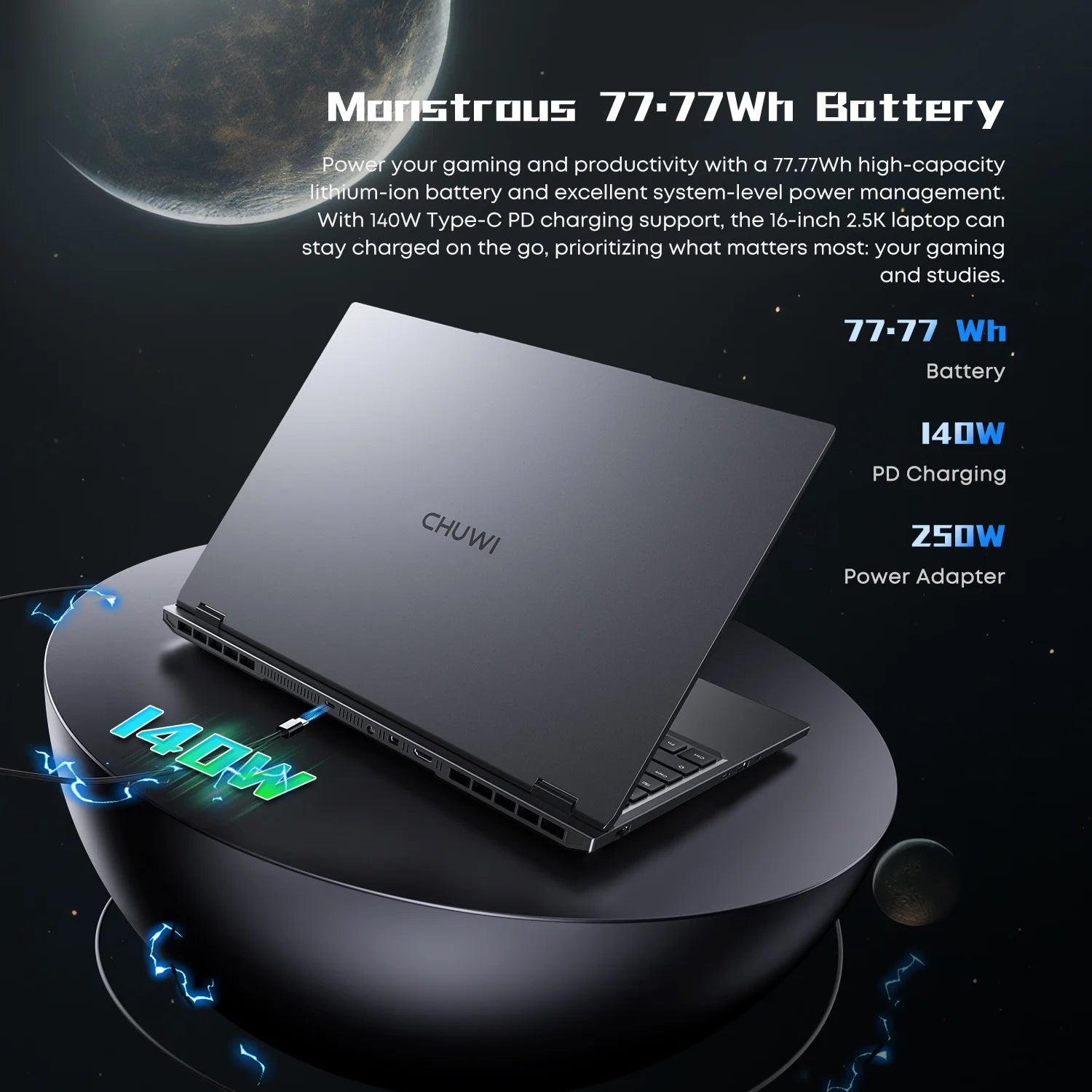 16" Gaming Laptop, AMD Ryzen 9 9955HX, RTX-5070Ti, 32GB DDR5, 1TB Gen4, Windows 11 Pro R321313
