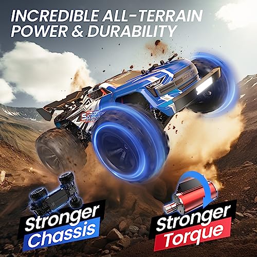 Fast Brushless RC Car, 1:16 4x4 High Speed RC Truck with 2 Lipo Batteries N46421
