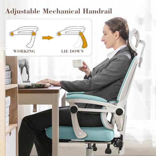 High Back Mesh Desk Chair with Lumbar Support and Adjustable Headrest N735764