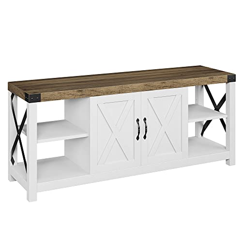 60 Inch Grey Wood TV Stand with Storage and Adjustable Shelves L8756