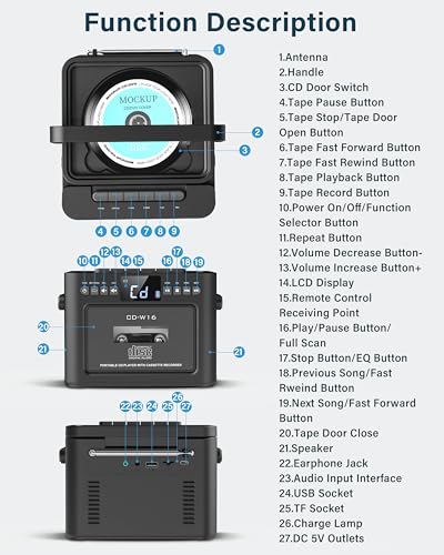 Portable Boombox CD Player with Cassette Player and Bluetooth V518951