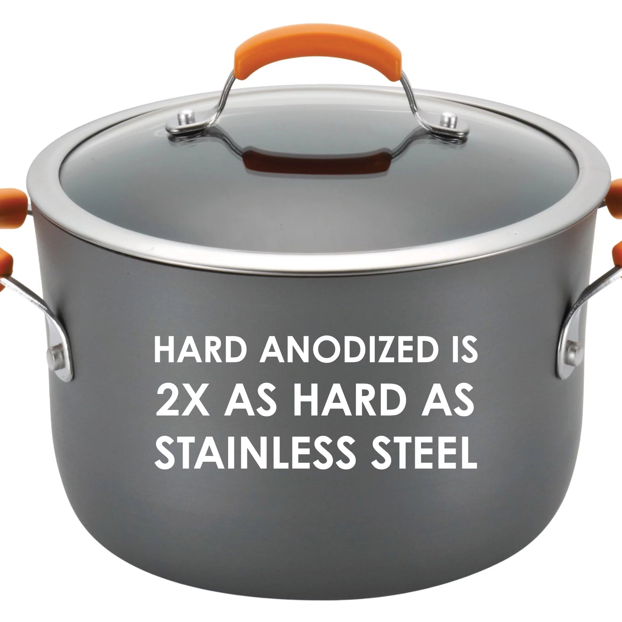 14 Piece Hard Anodized Nonstick Pots and Pans Set, Gray with Orange Handles S300285