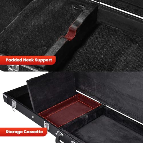 Black Wooden Electric Guitar Hard Case with Lock Latch Key L839