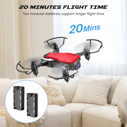 Mini Drone with Camera 720P HD FPV, Foldable RC Quadcopter with 2 Batteries V182