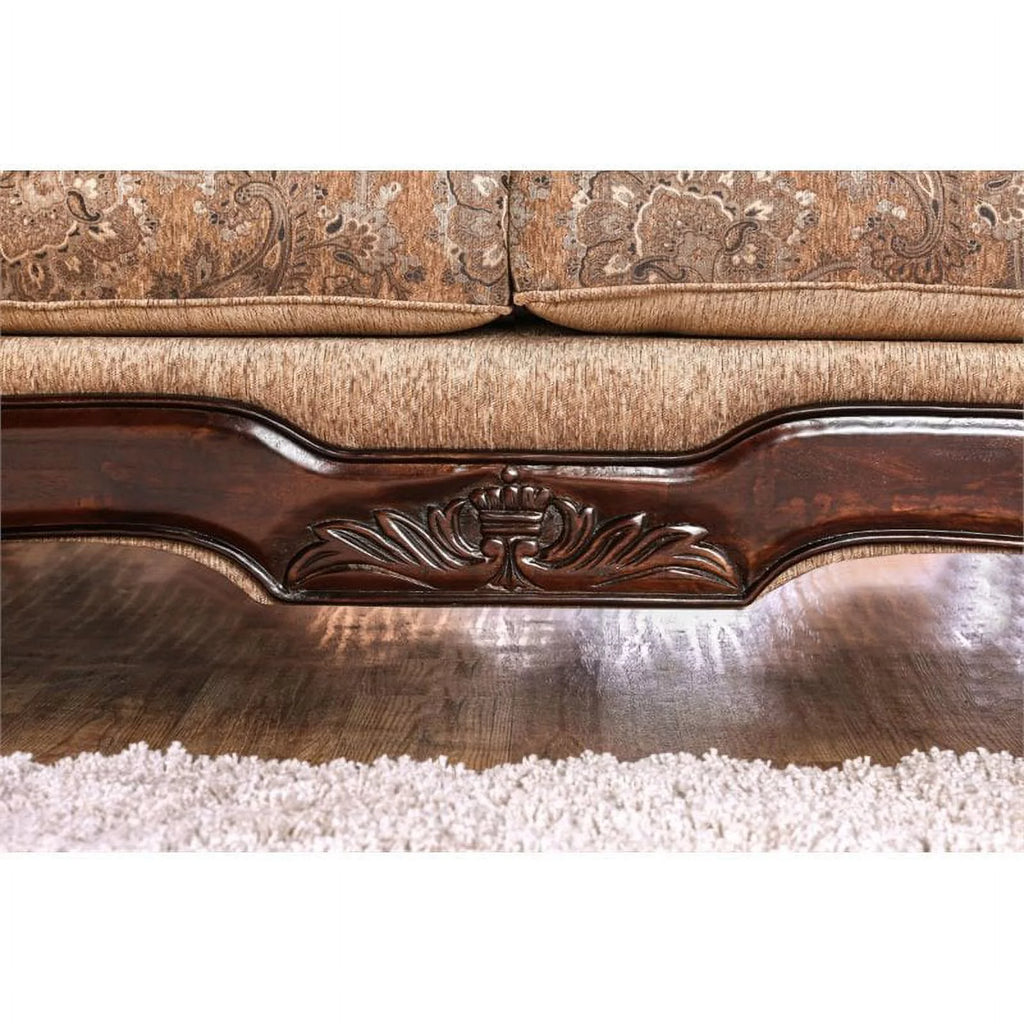 Traditional Chenille Sofa in Gold and Bronze G708097