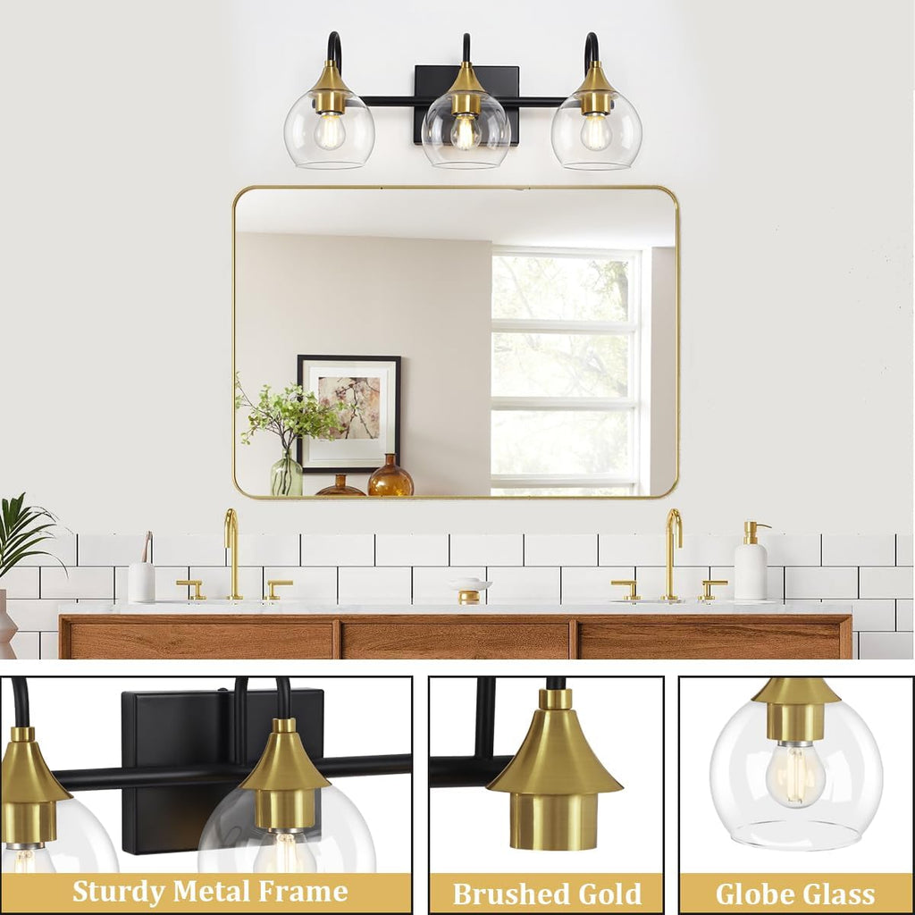 Black Gold 3 Light Bathroom Vanity Light H252103