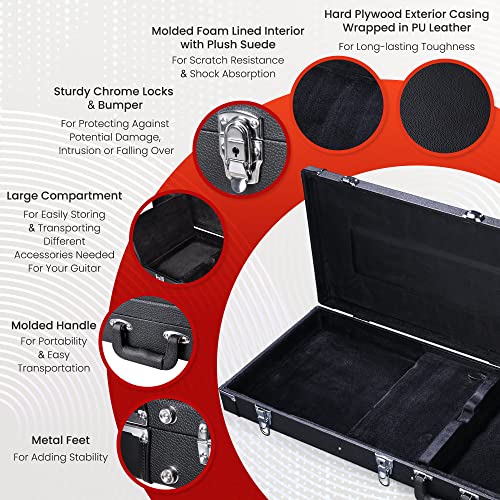 Black Wooden Electric Guitar Hard Case with Lock Latch Key L839