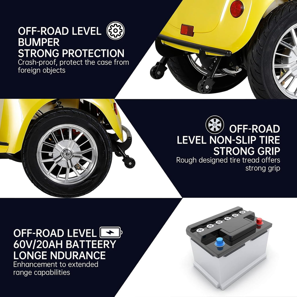 Heavy Duty 4-Wheel 3 Speed Mobility Scooter 500 lbs. Weight Capacity Z784