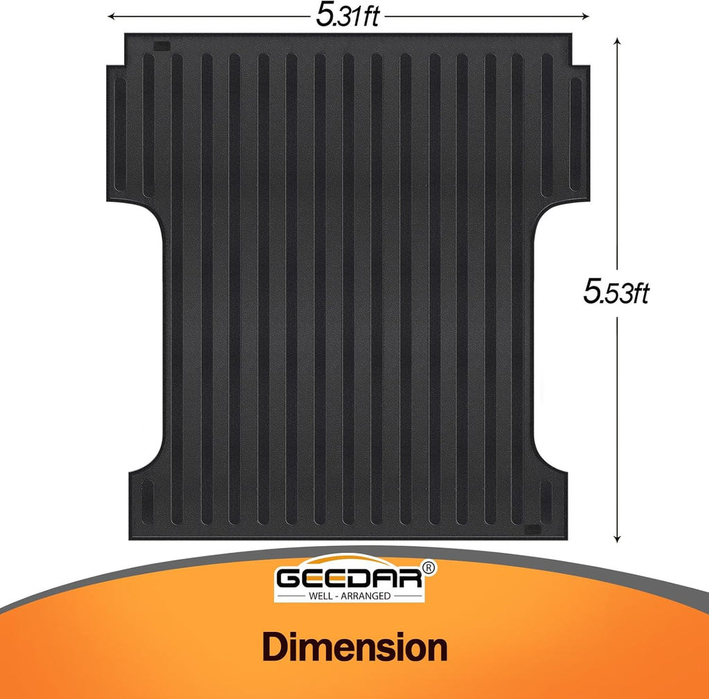 Black Heavy Duty Rubber Bed Mat for Ford F-150 5.5 Ft CrewCab Q25346