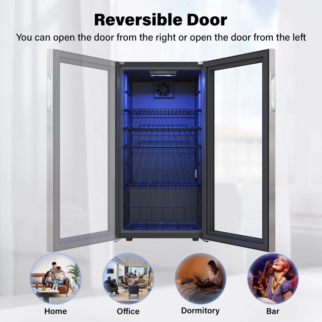 Freestanding Compact Mini Drink Fridge with Glass Door L58910
