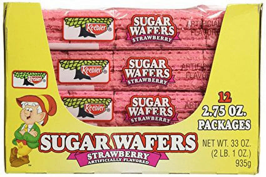 Sugar Wafers Strawberry 2.75-Ounce Packages (Pack of 12) U96343