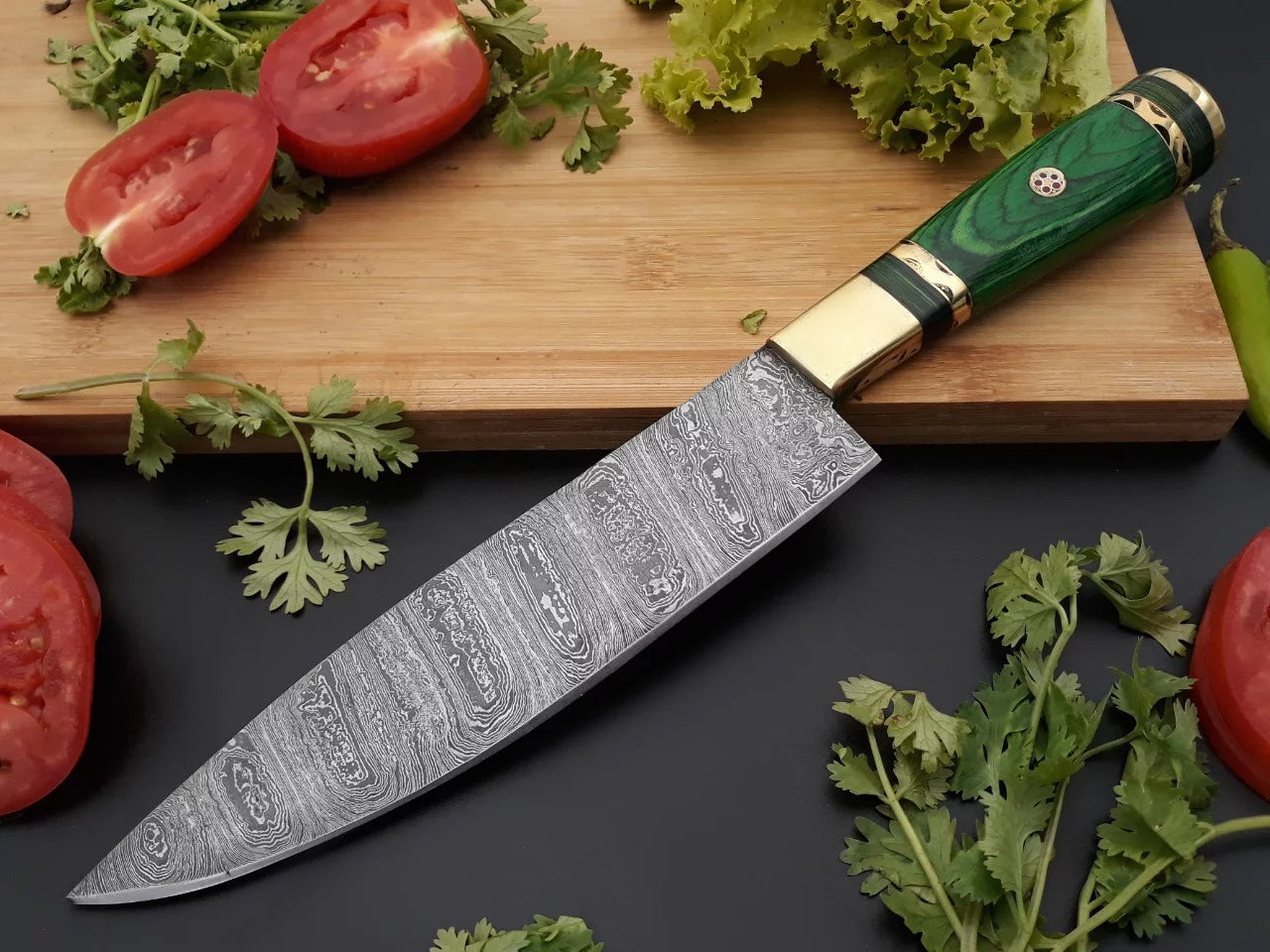 Handmade Damascus Chef Knife Fixed Blade L799