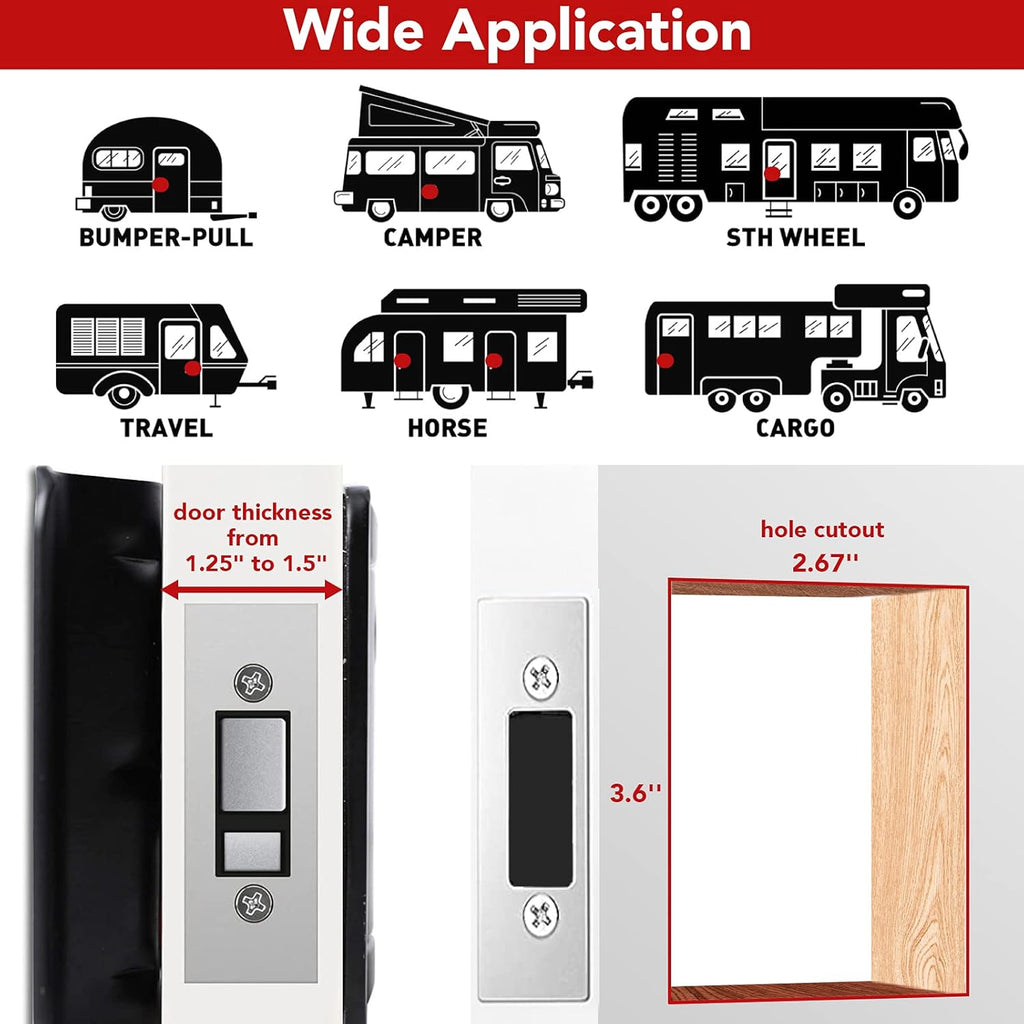 Black Zinc Alloy RV Entry Door Lock with Paddle Deadbolt 4 Keys S28080